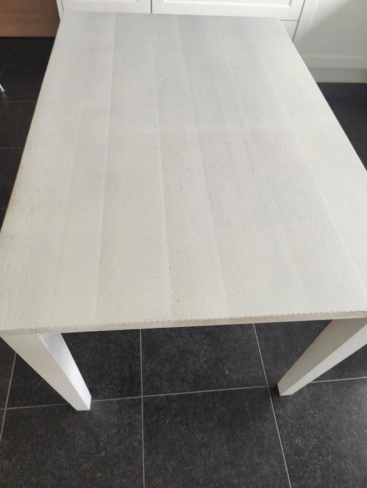 Witte eiken tafel te koop, Huis en Inrichting, Tafels | Salontafels, Zo goed als nieuw, 50 tot 100 cm, 100 tot 150 cm, Rechthoekig