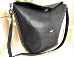 Sac à bandoulière cuir grainé noir Bettina Italy 30x22 cm, Utilisé, Noir, Cuir