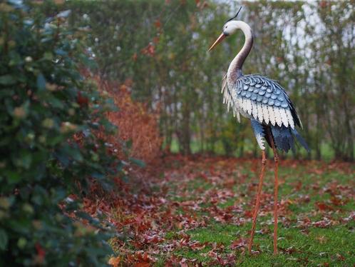 reiger in smeedijzer van kleur, natuurlijke grootte!, Tuin en Terras, Tuinbeelden, Nieuw, Dierenbeeld, Metaal, Ophalen