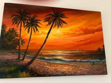 Idylische schilderij uit de Dominikaanse Republiek beschikbaar voor biedingen