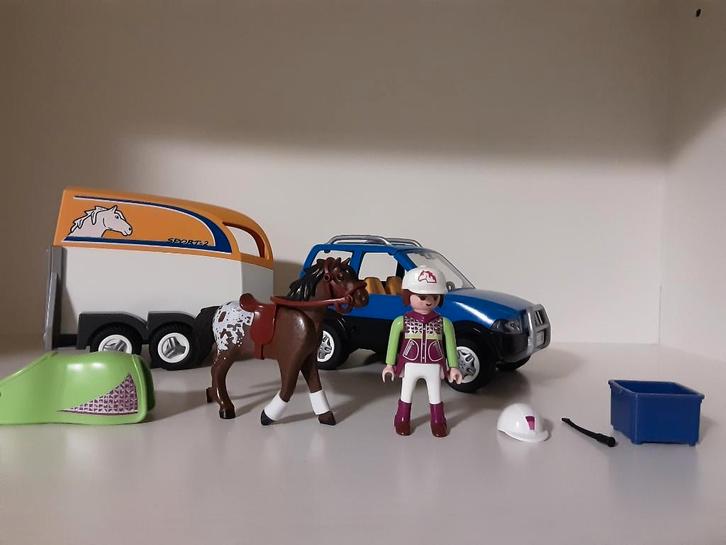 Voiture PlayMobil avec remorque pour chevaux - complète, Enfants & Bébés, Jouets | Playmobil, Comme neuf, Ensemble complet, Enlèvement ou Envoi