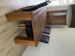 Mooie houten robuuste tafel en vitrine/bar kast, Ophalen, Gebruikt, Eikenhout