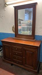 Coiffeuse en bois massif avec son miroir assorti., Maison & Meubles, Enlèvement, Utilisé