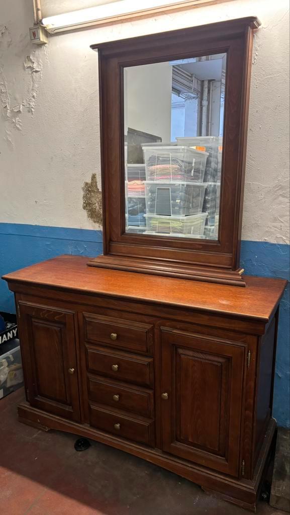 Coiffeuse en bois massif avec son miroir assorti., Huis en Inrichting, Kasten | Dressoirs, Gebruikt, Ophalen