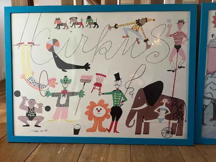 Set van 2 vrolijke kinderposters – Circus & Trein, Kinderen en Baby's, Kinderkamer | Inrichting en Decoratie, Zo goed als nieuw