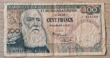 Belgisch Congo 100 frank biljet. 01.06.56. Gratis verzending