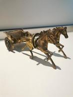 Vintage bronzen paarden met koets, Antiek en Kunst, Antiek | Brons en Koper, Ophalen of Verzenden
