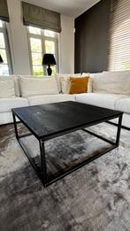Zwarte vierkante houten salontafel met metalen onderframe, Huis en Inrichting, Tafels | Salontafels, Ophalen, 50 tot 100 cm, Vierkant