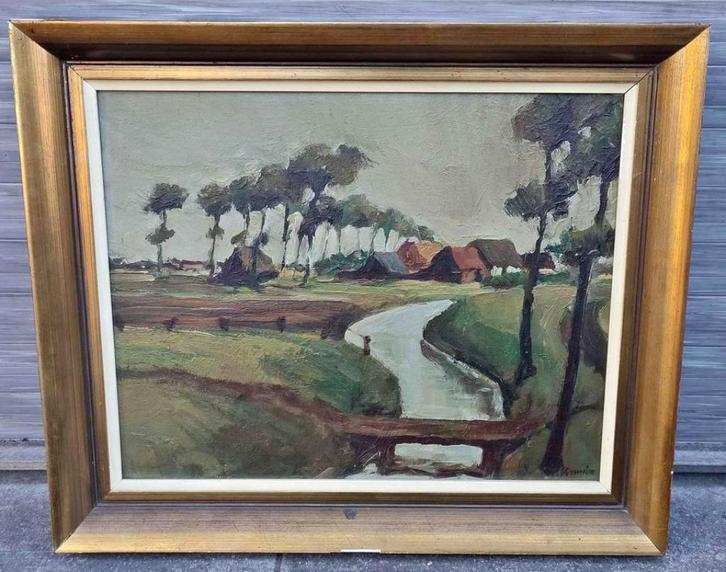 Huile sur toile marouffle paysage signe Paul vermeire, Antiek en Kunst, Kunst | Schilderijen | Klassiek, Ophalen of Verzenden