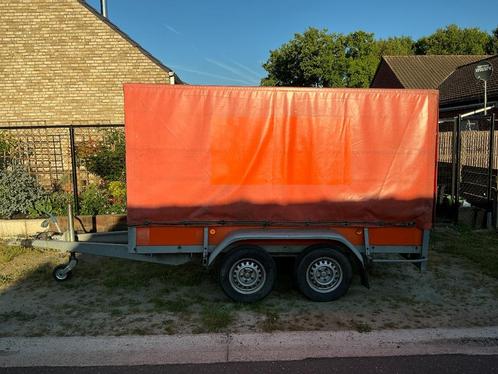 Aanhangwagen dubbelas geremd met zeil 2T, merk Atec type EB, Auto diversen, Aanhangers en Bagagewagens, Gebruikt, Ophalen