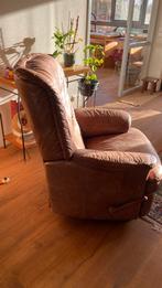 leren relax fauteuil mechanisch voetenbankje, Huis en Inrichting, Ophalen, Gebruikt, 75 tot 100 cm, Leer