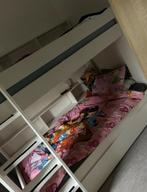 Stapelbed met leg planken (schap) en schuif, Ophalen, Wit, Hout