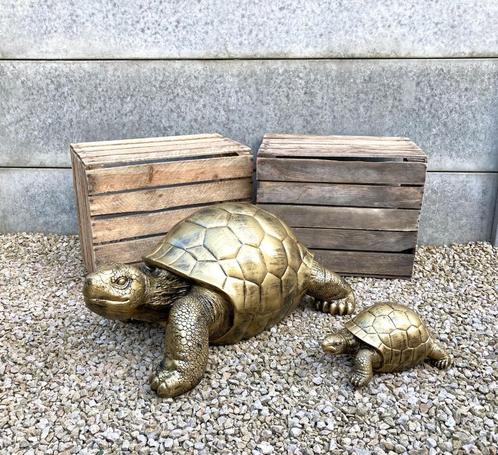 Tuinbeeld schildpad kleur old gold, Jardin & Terrasse, Statues de jardin, Neuf, Animal, Synthétique, Enlèvement