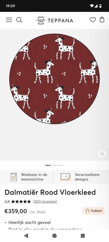 Wasbare mat - Dalmatiër print, Rouge, 200 cm ou plus, 200 cm ou plus, Rond