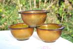 3 bols a soupe en verre ocre, Maison & Meubles, Cuisine | Vaisselle, Enlèvement ou Envoi, Utilisé, Verre, Tasse(s) et/ou soucoupe(s)