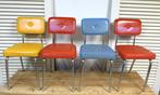 Prachtige set van 4 kleurrijke vintage retro stoelen, Huis en Inrichting, Stoelen, Retro vintage sixtys, Metaal, Vier, Ophalen of Verzenden