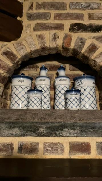 Wit, blauwe keuken potten, Antiek en Kunst, Ophalen of Verzenden
