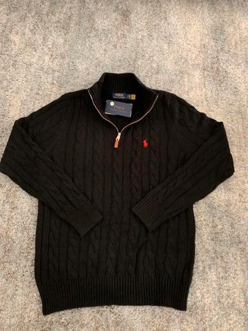 Polo Ralph Lauren zwarte kabeltrui met halve rits – maat L beschikbaar voor biedingen