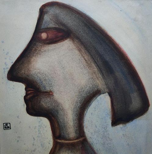 WERK MET MONOGRAMMEN/Mixed Media (GROOT FORMAAT), Antiek en Kunst, Kunst | Schilderijen | Abstract, Ophalen