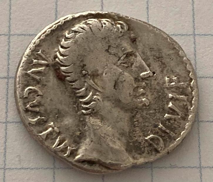 Zilveren Denarius , Augustus imp x , 27 BC, Postzegels en Munten, Munten | Europa | Niet-Euromunten, Losse munt, Frankrijk, Zilver