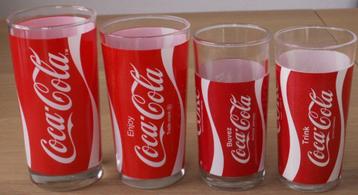 4 verschillende rode Coca-Cola Coke glazen 