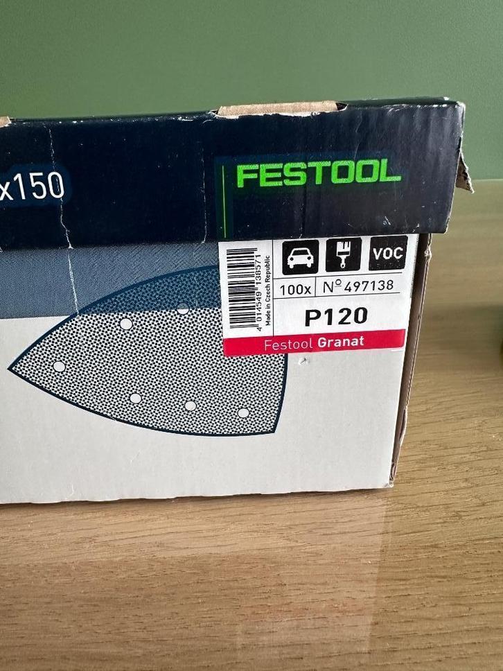Festool 497138 Schuurbladen Granat STF DELTA/7 P120 GR/100, Hobby en Vrije tijd, Schilderen, Gebruikt, Ophalen of Verzenden