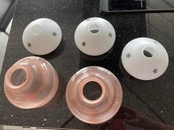 Vintage glazen kapjes voor oude lusters. Zeer goede staat, Huis en Inrichting, Lampen | Kroonluchters, Ophalen, Zo goed als nieuw