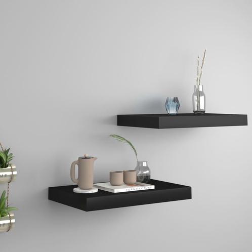 Zwevende Wandplanken  2 st 40x23x3,8 cm MDF zwart NIEUW, Huis en Inrichting, Woonaccessoires | Wandplanken en Boekenplanken, Nieuw