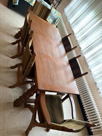 Ancienne table de salle à manger + 6 chaises, Enlèvement, Utilisé, 4 à 6 chaises