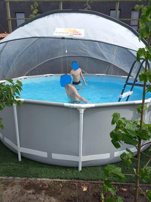 Sunny tent en zwembad intex, Tuin en Terras, Zwembaden, Gebruikt, Opzetzwembad, 80 tot 120 cm, 200 tot 400 cm, 300 cm of meer
