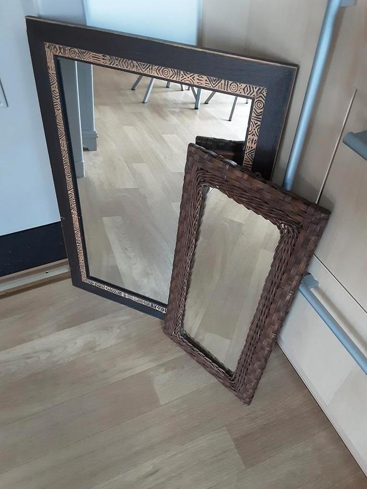 Spiegels jaren 70 ! Hout & rotan  SPOTPRIJS, Antiek en Kunst, Antiek | Spiegels, Ophalen