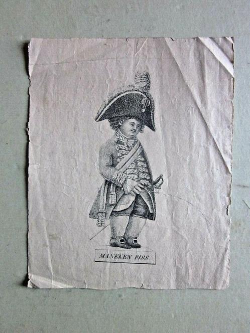 Lithografie Maneken Piss Brussel 19e eeuw De koning van Prui, Antiek en Kunst, Kunst | Litho's en Zeefdrukken, Ophalen of Verzenden