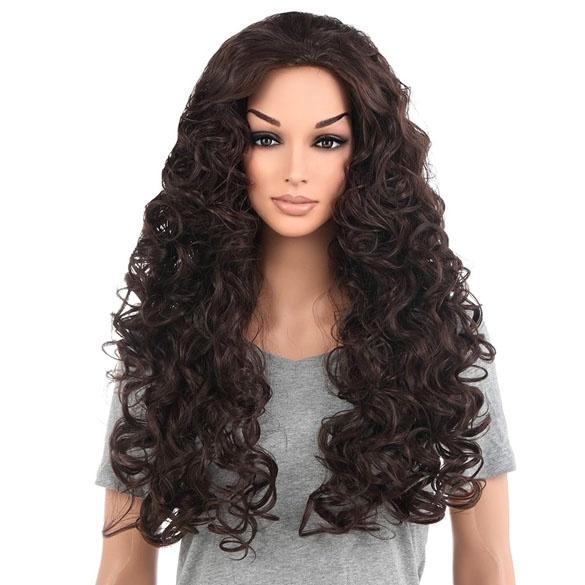 Mooie pruik bruin lang haar veel volume en krullen kleur 6, Handtassen en Accessoires, Uiterlijk | Haarverzorging, Nieuw, Verzenden