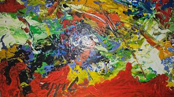 Groot olie werk van Karel Appel  Uniek werk    Gesigneerd  D beschikbaar voor biedingen