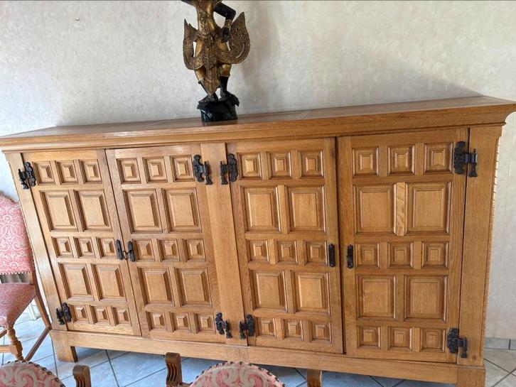 Set van 2 massief eikenhouten kasten - Spaans-rustieke stijl, Huis en Inrichting, Kasten | Dressoirs, Zo goed als nieuw, Eikenhout