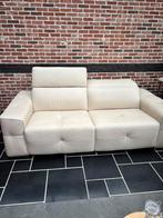 Lederen salon 2x 3 personen en 1 poef, Huis en Inrichting, Zetels | Zetels, Ophalen, Gebruikt, Driepersoons, Leer