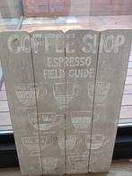 Houten decoratief bord "Coffee Shop - Espresso Field Guide", Ophalen, Zo goed als nieuw