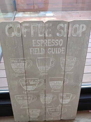 Houten decoratief bord "Coffee Shop - Espresso Field Guide" beschikbaar voor biedingen