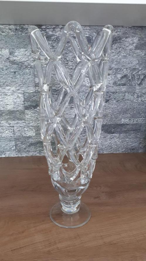 Grote mondgeblazen MURANO vaas met vlechtwerk, geweven XL, Antiek en Kunst, Antiek | Glaswerk en Kristal, Ophalen of Verzenden