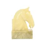 Italiaans Albast Paarden Beeld Sculptuur op Marmeren Basis, Gebruikt, Ophalen of Verzenden, Dier