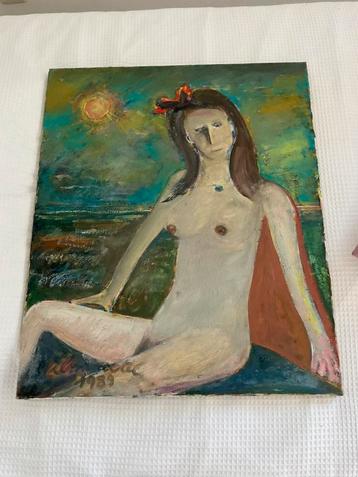 Schilderij et naakte dame, Antiek en Kunst, Kunst | Schilderijen | Modern, Ophalen of Verzenden