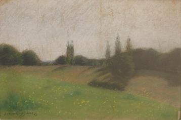 Omer Coppens (1864-1920): Landcshap 1887 (43 x 33 cm) beschikbaar voor biedingen