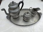Art déco driedelig tinnen koffieservies en dienblad, Antiek en Kunst, Ophalen