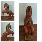 India-Antieke houten paard koperbeslag, Enlèvement ou Envoi