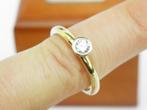 18K gouden ring met Briljant geslepen diamant, 18 tot 19, Geel, Ophalen of Verzenden, Zo goed als nieuw