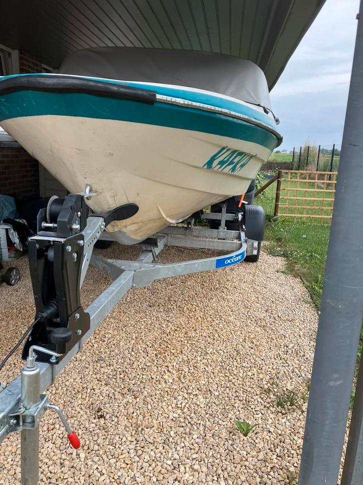 Plezierbootje - 25pk, Watersport en Boten, Speedboten, Gebruikt, 3 tot 6 meter, Benzine, Minder dan 70 pk, Polyester, Buitenboordmotor