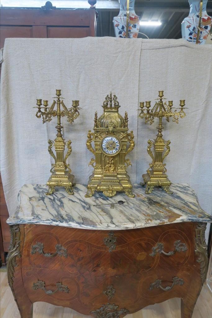 Indrukwekkende vergulde bronzen schouw, Antiek en Kunst, Antiek | Klokken, Ophalen