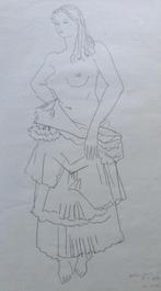 WALTER GAVITO / HALF ONTKLEED MODEL / ORIGINEEL WERK 44x32cm, Antiquités & Art, Art | Peinture | Moderne, Enlèvement ou Envoi