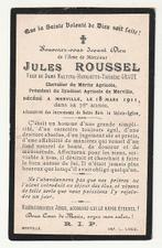 Décès Jules ROUSSEL Graux Merville 1911 France, Collections, Envoi, Image pieuse