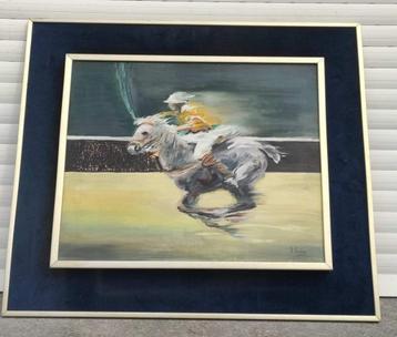 Huile sur toile marouffle jeux de polo signe j lerho beschikbaar voor biedingen